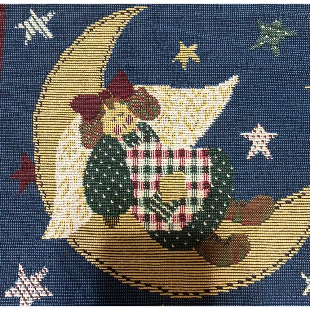 Tapestry Panel 16x16in Multicolor Folk Art Angel Celestial Made in USA NEW